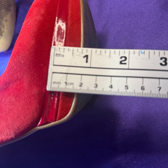 πKate Preston Red Suede 5.5" High Heel Pumps -Scalloped Detail & Platform 9.5 M - Picture 6 of 12